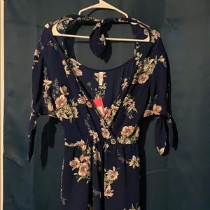 Navy blue floral romper